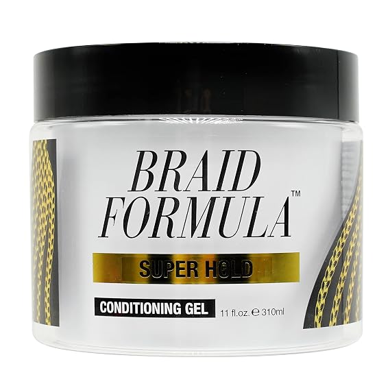EBIN NEW YORK Braid Formula Conditioning Gel, Super Hold, 11 Oz | Great for Braiding, Twisting, Edges, No Residue, No Flaking, Strong Hold, High Shine, Smoothing with Clean, No Build-up | Strong Control for Braids, Twists, Locs & Edges, High Shine for Women & Men, No Residue, Argan & Castor Oil