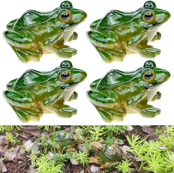 4 PCS Miniature Frog Statue, Outdoor Garden Figurines Decoration, Mini Cute Figures for Patio Yard Micro Landscape Fairy Garden Ornaments