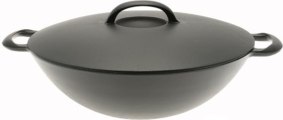 Iwachu Cast Iron Wok with Lid, Black