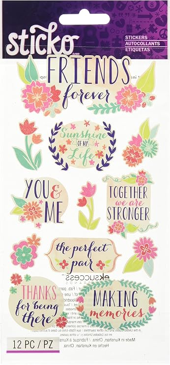 Sticko , Friends, 12 Stickers, Multicolor