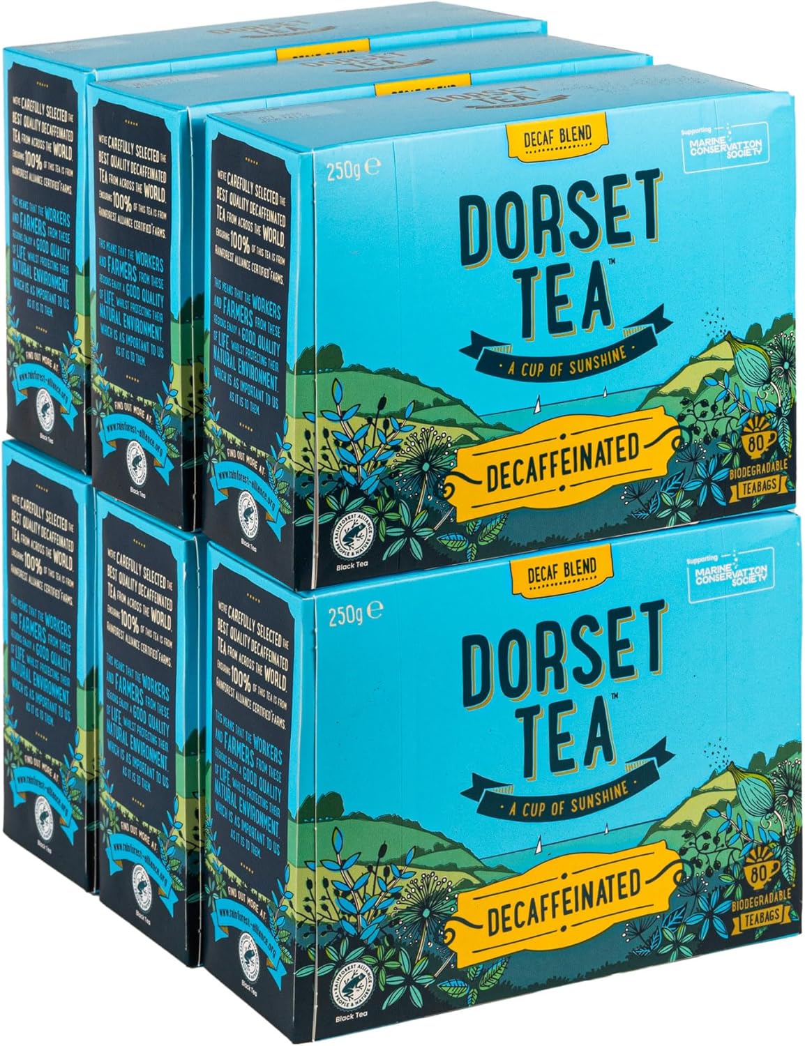 Dorset Tea Decaffeinated Biodegradable Teabags 6 x 80 480 Teabags total 100% Rainforest Alliance Certified Decaf Black Tea