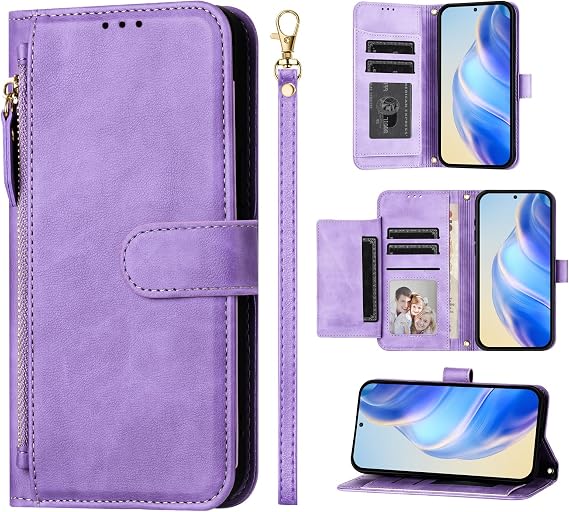 bojioderf PU Leather Compatible with Tecno Camon 19 Pro 5G Case,Compatible with Tecno Camon 19 Pro 5G Card Holder Flip Magnetic Closure Purple