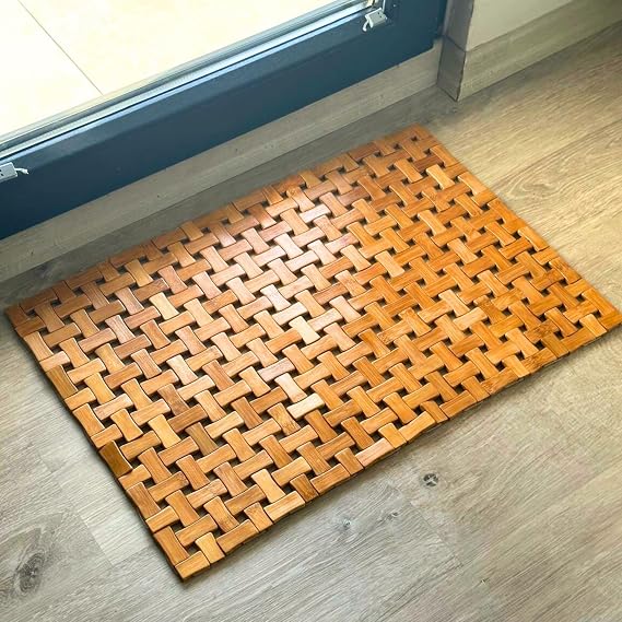 40x60 cm Bambu Banyo Matı | Doğal Ahşap Paspas | Kaymaz, Suya Dayanıklı, Dekoratif Mat | Banyo, Balkon ve Ev Kullanımı