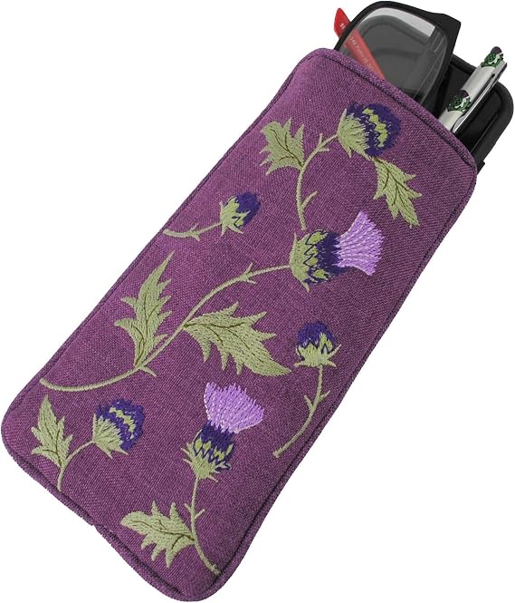 Justina Claire Double Eyeglasses Case in Glencoe Thistle Design, 100% Polyester