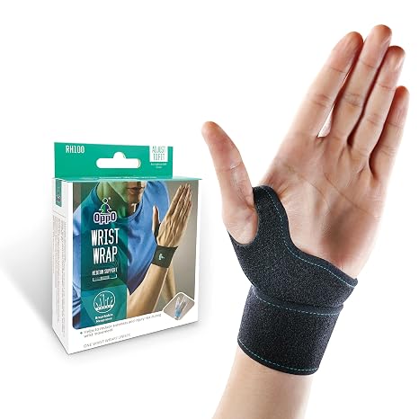 OPPO RH100 Wrist Brace, Black, Both Hands Pain Relief, One Size,1 Pack
