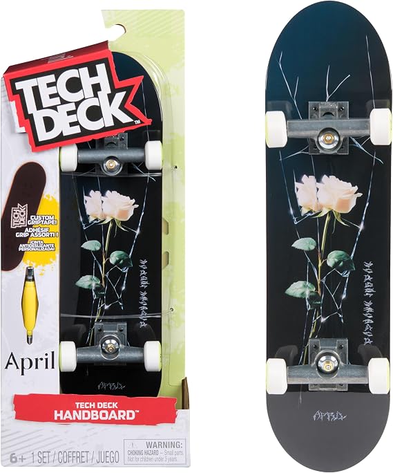TECH DECK, April Handboard; Authentic Mini Skateboards, Kids Toys for Boys & Girls, Ages 6 and up (Hands Use Only)