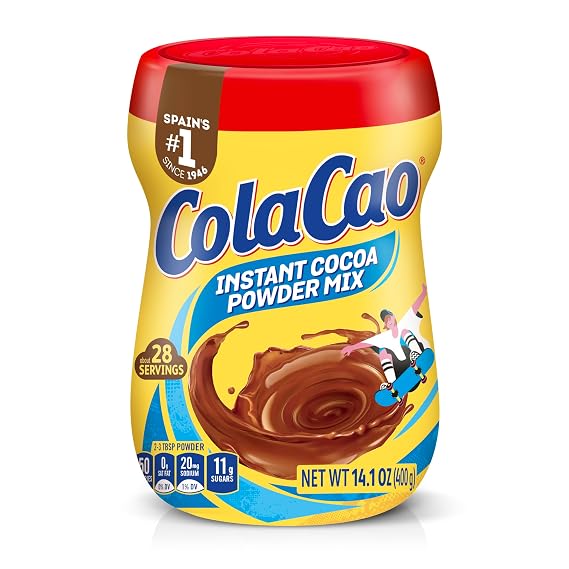 ColaCao Instant Cocoa Drink Mix 14.1 oz (400g), 28 Servings Spanish Hot & Cold Chocolate Beverage Powder Rainforest Alliance Certified Cocoa