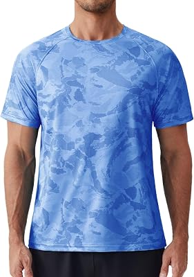 PINSPARK Mens Rash Guard Swim Shirt UPF 50 Sun Protection Quick Dry Cooling Fishing T-Shirt Athletic Performance Top