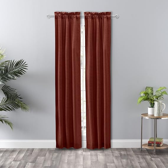 Lisa Solid 56" x 84" Tailored Panel Pair with Ties, Red