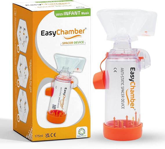 Anti-Static Spacer Device with Infant Mask, Inhaler Chamber, use with Metered Dose Inhaler, BPA and Latex Free
