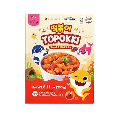 Baby Shark Tteokbokki, Korean Rice Cake Street Food Snack, Quick & Easy to Cook - Sweet & Mild Spicy