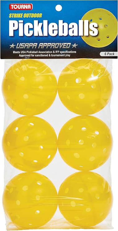 Tourna Strike Outdoor Pickleballs (6 Pack) - USAPA Approved, Yellow