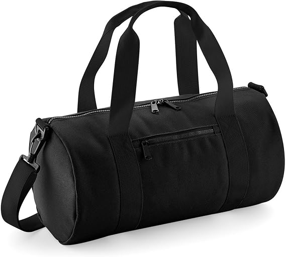 BagBase Mini Barrel Shoulder Bag (One Size) (Black/Black)