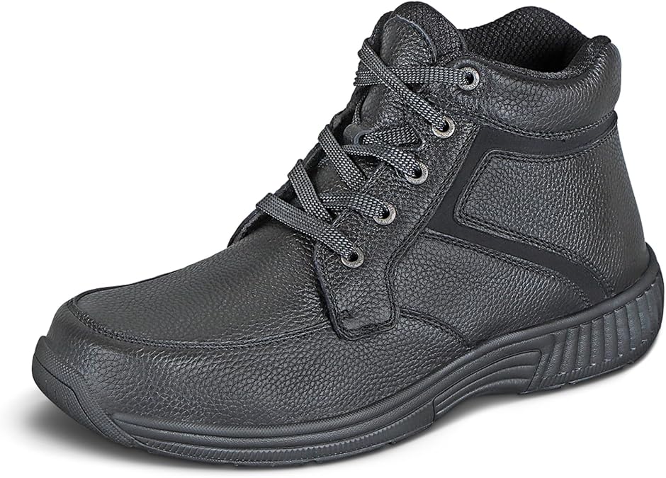 Orthofeet Highline Orthopedic Men's Ankle Boots | Slip Resistant, Leather Booties with Arch Support, Soft, Padded Ergonomic Cushioning, Wide Toe Box for Comfort Casual Outings