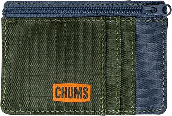 Chums Bandit Zip Compact Wallet, Slim RFID Wallet (Olive)