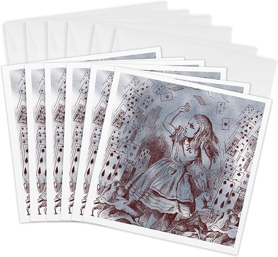 3dRose Alice with Playing Cards Vintage 6 Greeting Cards with envelopes