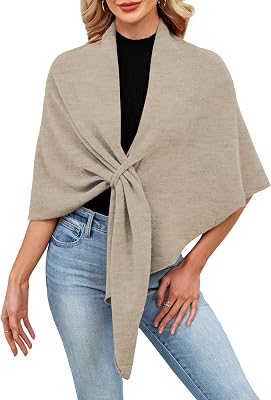 iWoo Women Soft Shawl Wraps kintted Open Front Poncho Sweater for Spring Fall Winter