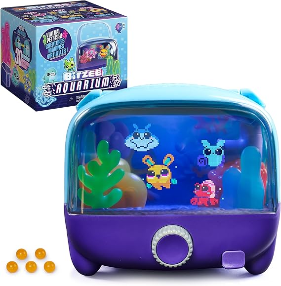 BITZEE Aquarium Interactive Fish Tank Toy & Digital Pet, Ages 5+ | Nurture 30 Virtual Fish, Reacts to Touch, Customize with LED Lights, Screen-Free Responsive Play, Birthday Gift for Kids