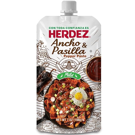 HERDEZ Ancho & Pasilla Pepper Paste 7oz, Twist to Close Pouches, 8 Pack