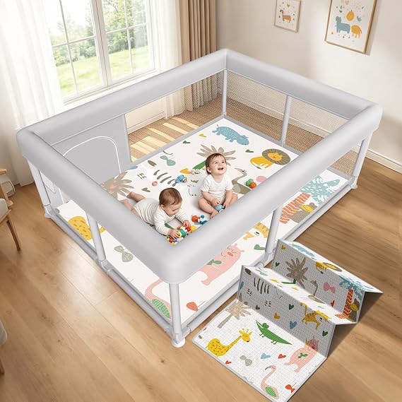 Hiaksedt Baby Playpen with Mat 65 "x 50 ", PlayPen for Babies and Toddlers