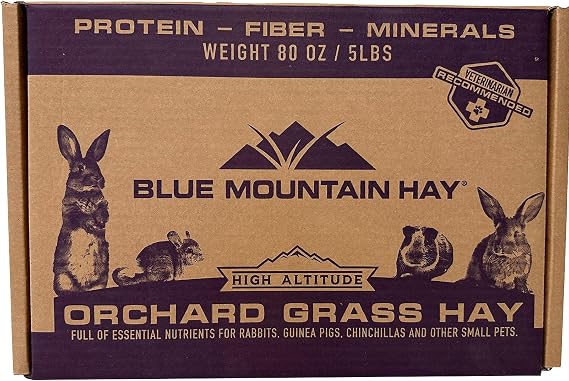 Blue Mountain Hay Orchard Grass Hay for Small Pets, High Fiber Feed, 5lb