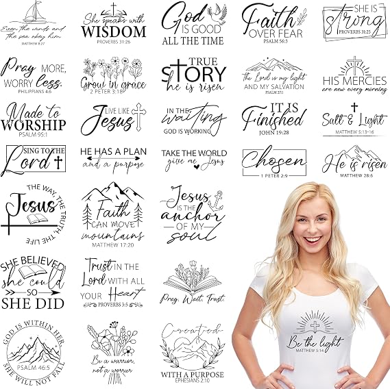 Christian DTF Transfers Ready to Press, Iron on Decals for T-Shirts