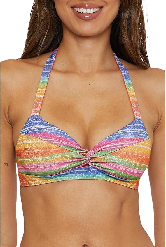 BECCA Women's Shoreline Halter Bikini Top, Adjustable, Tie Back, Swimwear Separates for Women