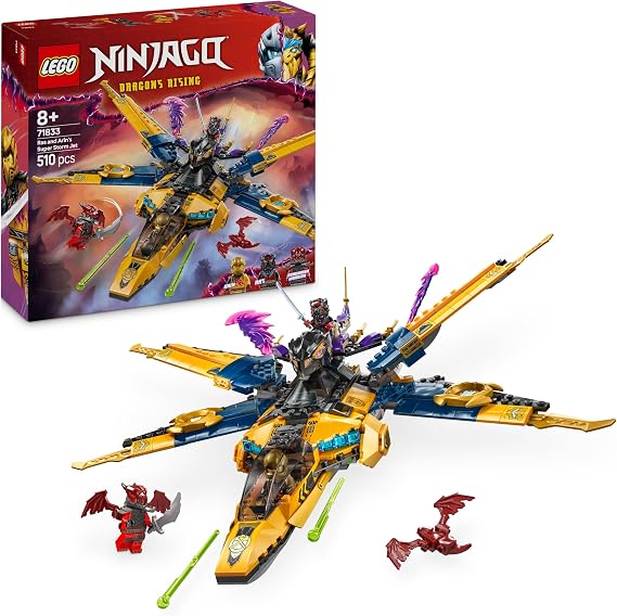 LEGO Ninjago Ras and Arins Super Assault Plane - Toy with Drone Shooters Blades and Engines - Includes 3 Mini Figures for Ninja Role Play - Construction Set for Boys and Girls from 8 Years 71833