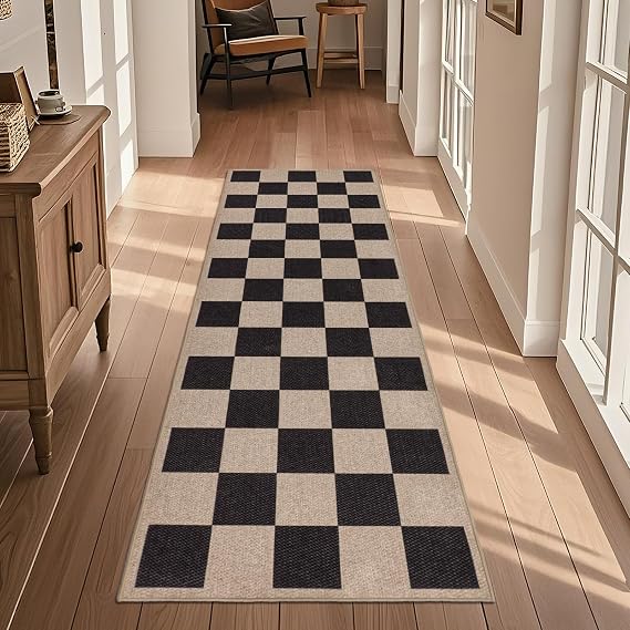 Boho Runner Rugs for Hallway Non Slip 60x180cm, Woven Runner Rugs for Kitchen, Braided Absorbent Long Floor Carpet, Washable Floor Mat for Entryway, Entrance, Bedroom, Hall