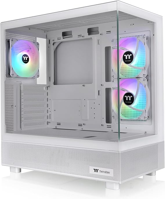 Thermaltake View 270 Plus TG ARGB Snow Mid Tower E-ATX Case; 3x120mm ARGB Fans Included; Support Up to 360mm Radiator; Front & Side Dual Tempered Glass Panel; CA-1Y7-00M6WN-AZ;