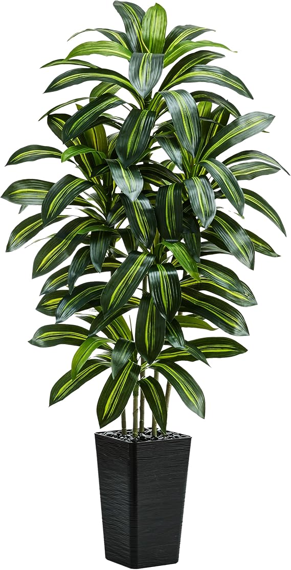 Artificial Dracaena Tree 180cm, Large Fake Plant Indoor in Black Pot