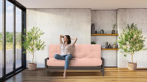 Royal Sleep Products by The Futon Factory 8 inch Memory Foam Futon Mattress - Cover - Size - CertiPUR Certified Foams - Made in The USA (Frame Not Included) (Blush Pink, Full)