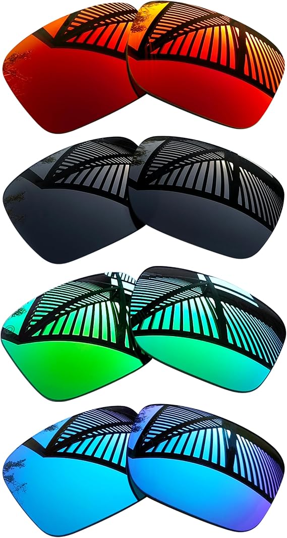 4 Pairs Replacement Lenses for Oakley Holbrook XL OO9417 Sunglasses Anti-Scratch Lightweight Lens Solid Black + Emerald + Ice Blue + Fire Red