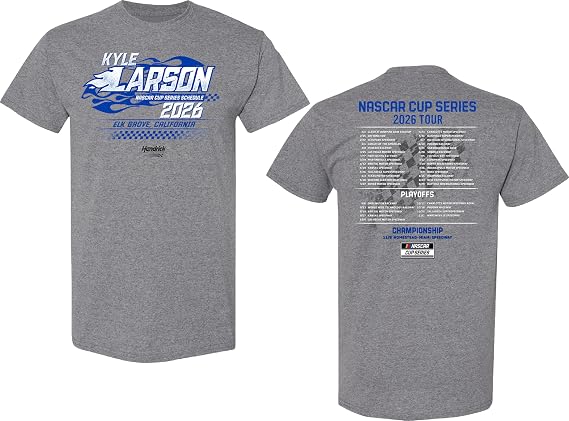 Kyle Larson #5 NASCAR 2026 Cup Series 2 Sided Race Schedule T-Shirt
