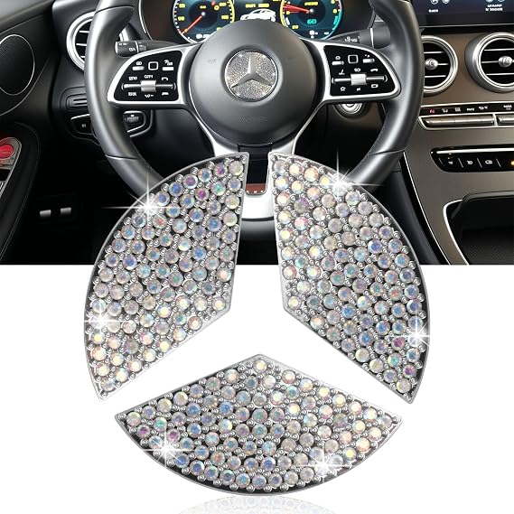 Bling Crystal Steering Wheel Emblem 45 mm for Mercedes-Benz A B C E G CLA
