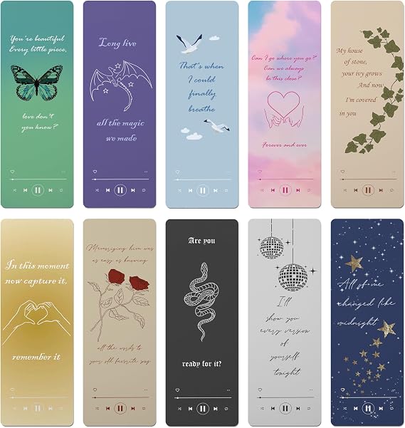 TwoDays Music Inspired Bookmarks, Album Aesthetic Merch for Fans Gifts, Singer Book Accessories for Book Lovers, Bookish (6"x2", Set of 10)