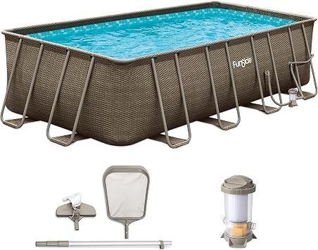 Funsicle Oasis Designer Lap 18 x 9x 52" Rectangular Above Ground Swimming Pool, With FiltraBoost 1200 GPH Filter Pump, Ladder, Maintenance Kit, Cover, Ground Cloth & Repair Patch, Triple Basketweave