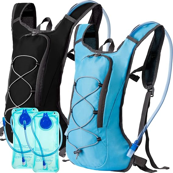 Wesiti 2 Pack Water Backpack Pack with 2L Hydration Bladder, Black, Blue