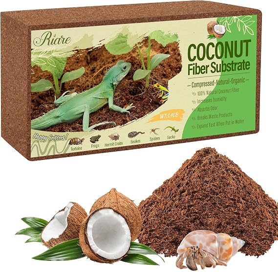 Riare Coconut Fibre Substrate 1 Pack, Compressed Coco Husk Reptile Bedding