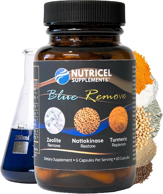 Nutricel Supplements Blue Remove - USP Grade Methylene Blue 60 Capsules with Micronized Zeolite, Nattokinase (Non-GMO), Turmeric, Bromelain, and NAC - Trusted Made in America