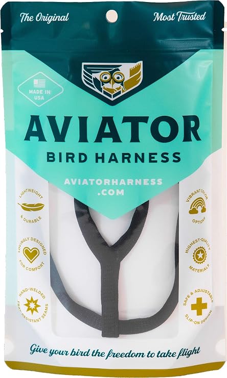 THE Aviator Bird Harness and Leash, Black, -Small