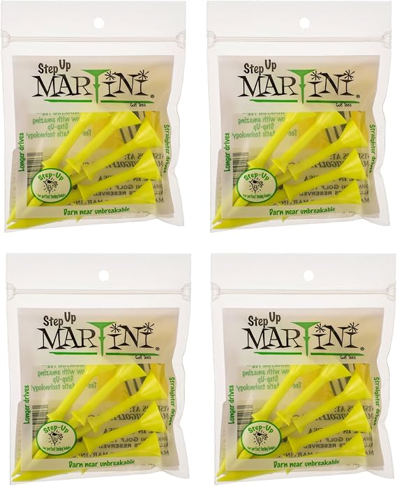 Martini 3 1/4" Step-Up Golf Tees - 4 Pack (20 Tees) (Yellow)