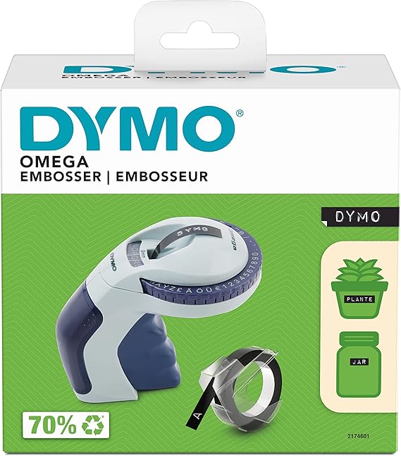 Dymo Omega label embossing tool, ergonomic embossing tool with intuitive rotating click system