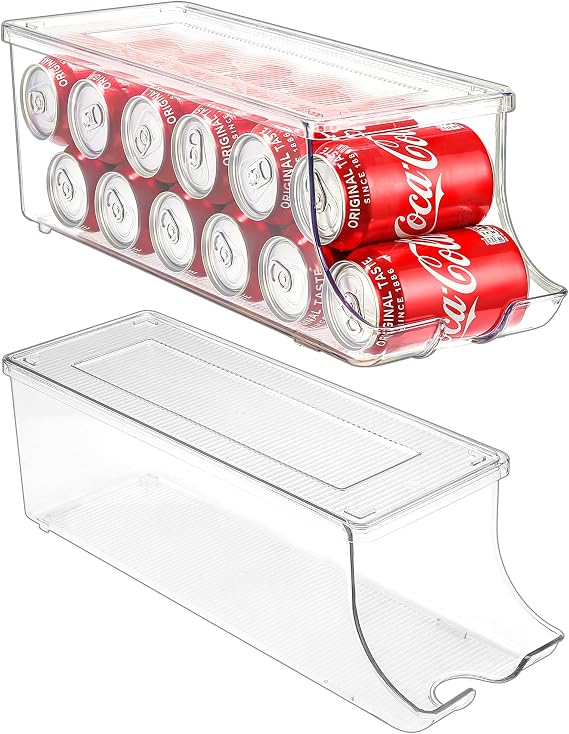 Puricon 2 Pcs Drink Can Organiser for Fridge with Lid