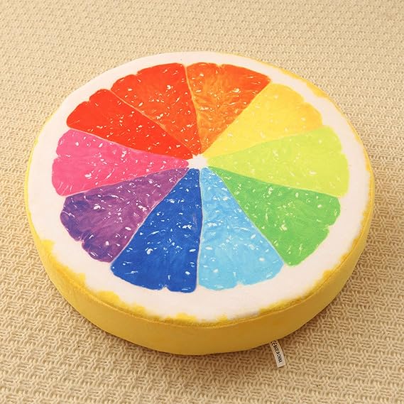 Decorative Round Throw Pillow 15 Fruit Pillow Creative Home Sofa Tatami Pillow 3D Fruit Stool Stump Cushion Cute Wood Log Pillow Circle Seating Floor Cushion for Home Living Room Decor