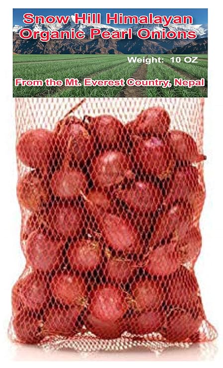 Snow Hill Himalayan Fresh Organic Red Pearl Onions 10 Ounce - Product of Mt. Everest Country, Nepal Delivery Within 2-4 days All Over USA