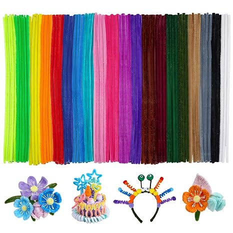 Ainiv 200PC Pipe Cleaners for Craft, 30cm Multicolor Crafting Pipe Cleaners