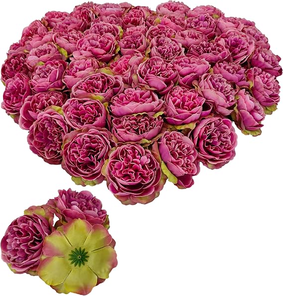 Rose Heads 40 Pcs Autumn Purple Silk Flowers for DIY Wedding