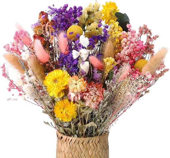 saerryor 46 Pcs Natural Dried Flowewrs, 15 Kinds of Dried Flowers Bouquet