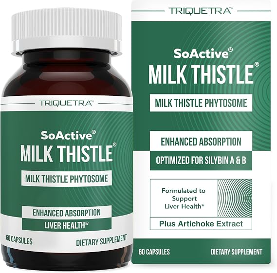 SoActive Milk Thistle: 10X More Effective Milk Thistle Phytosome, Optimized for Essential Bioactive Silybin A & B Plus Bilear Artichoke Extract & Bile Enhancer - Liver Support | 60 Servings